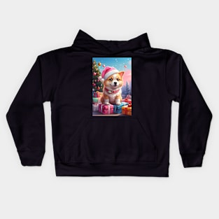 Cute Dog with a Red Bow Kids Hoodie